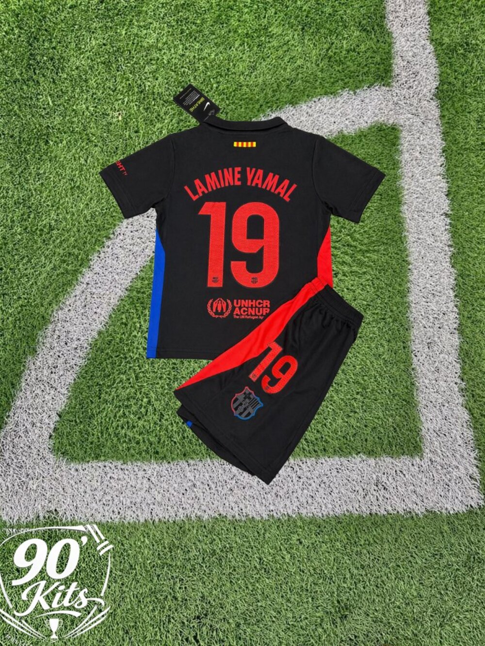 FC Barcelona Lamine Yamal #19 Black Kids Soccer Jersey & Shorts Set
